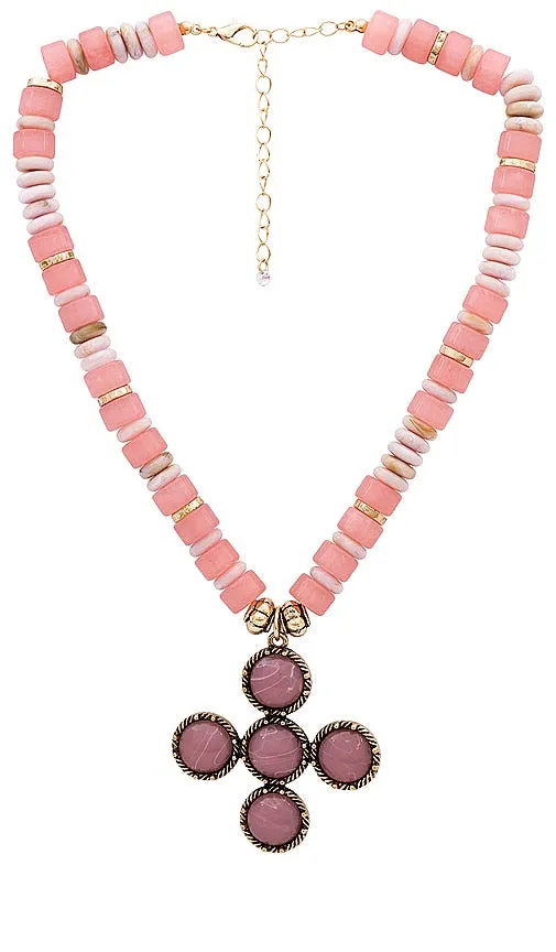 8 Other Reasons Cross Statement Necklace in Pink