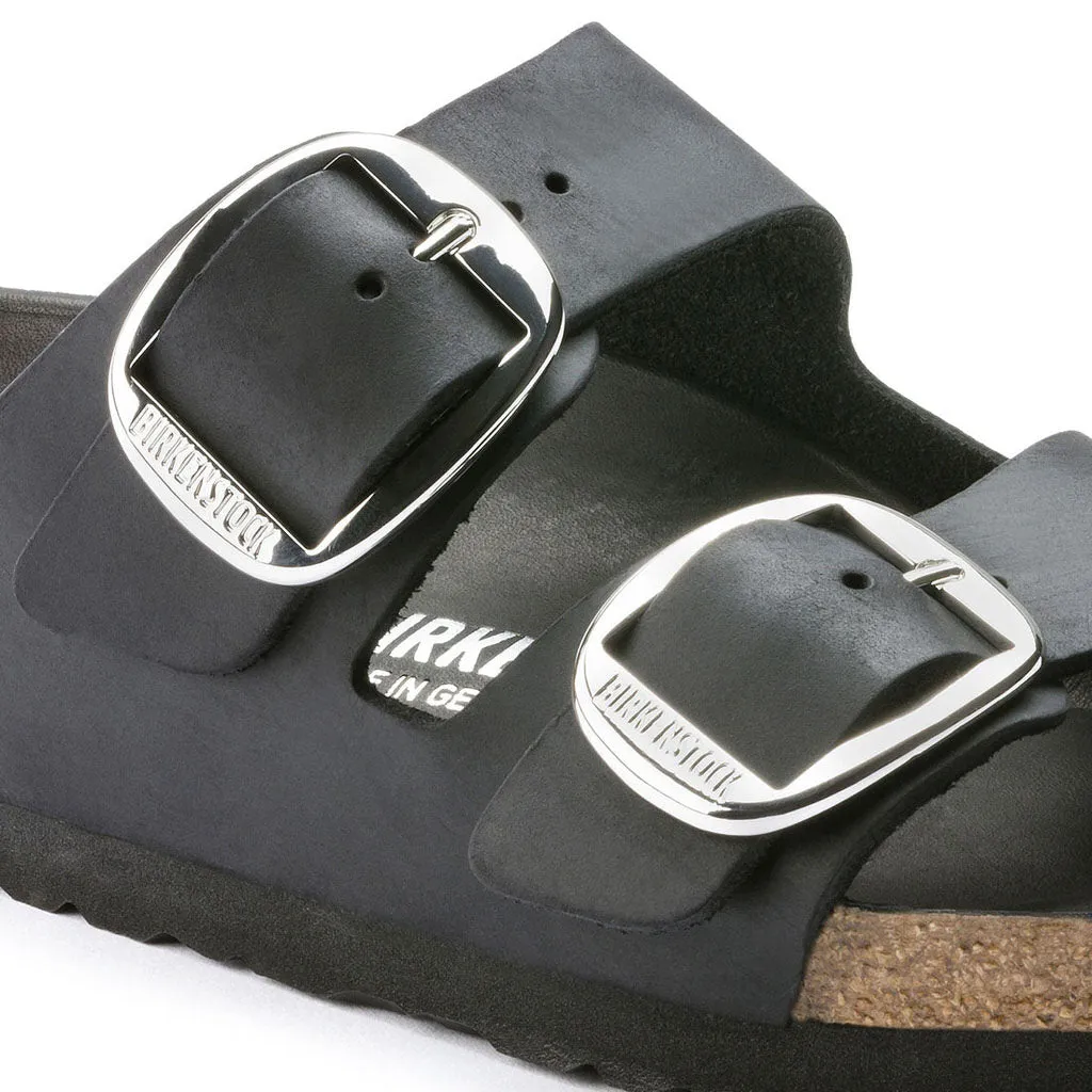 Arizona Oiled Leather Big Buckle Narrow - Black