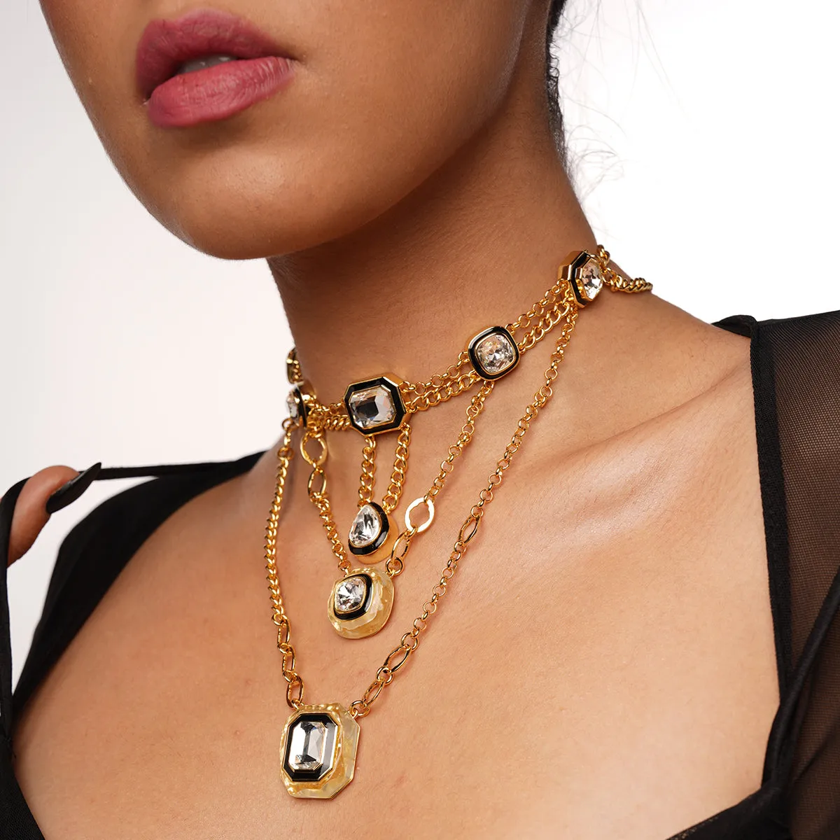 Bougie Infinity Cut Crystal Statement  Necklace
