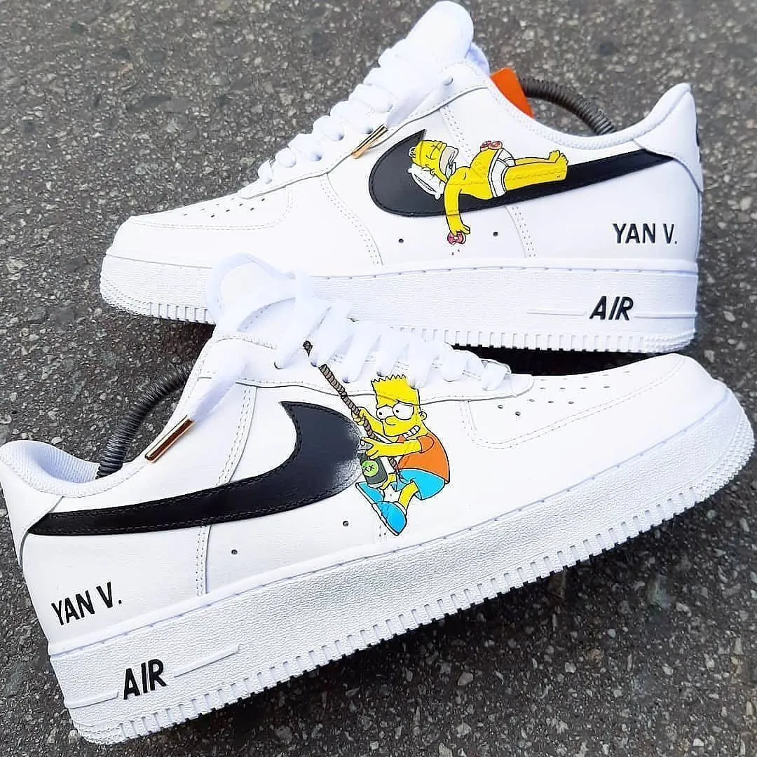 Cartoon Role Black Swoosh Yellow Custom Nike Air Force 1