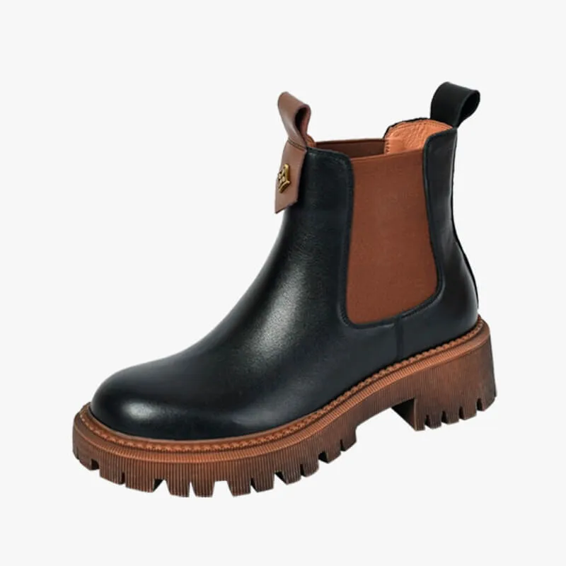 Cream Beige Retro Chelsea Boots