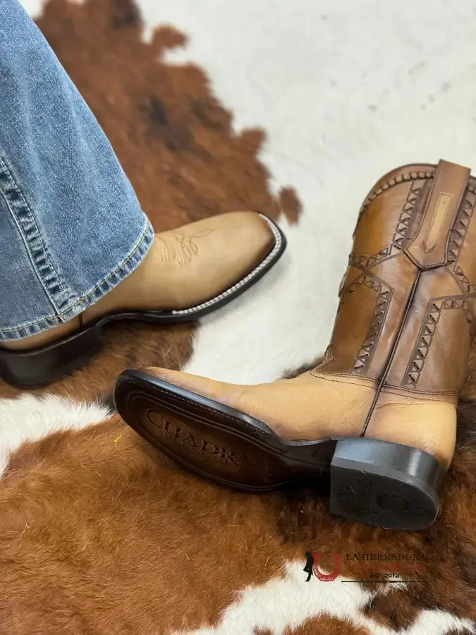 CUADRA BOOTS PANZA DE AVESTRUZ FLAME ORIX LASER & WOVEN SQUARE TOE