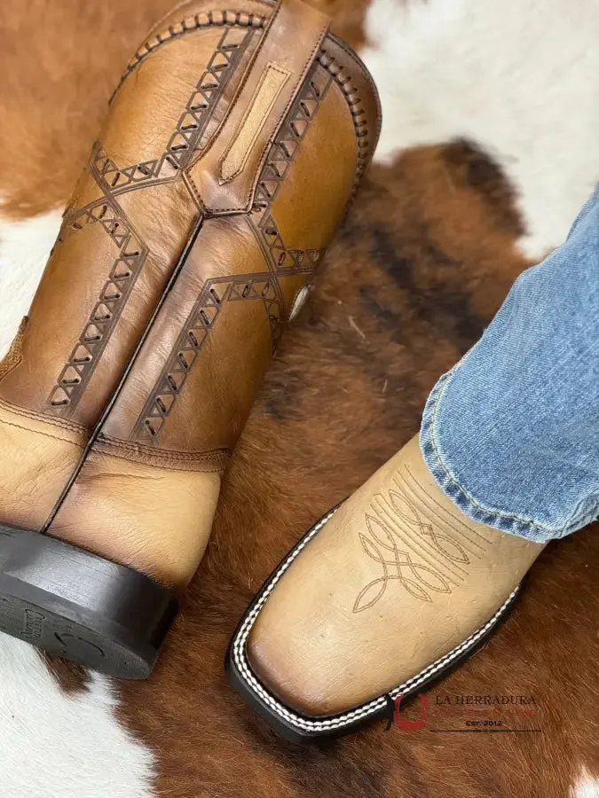 CUADRA BOOTS PANZA DE AVESTRUZ FLAME ORIX LASER & WOVEN SQUARE TOE