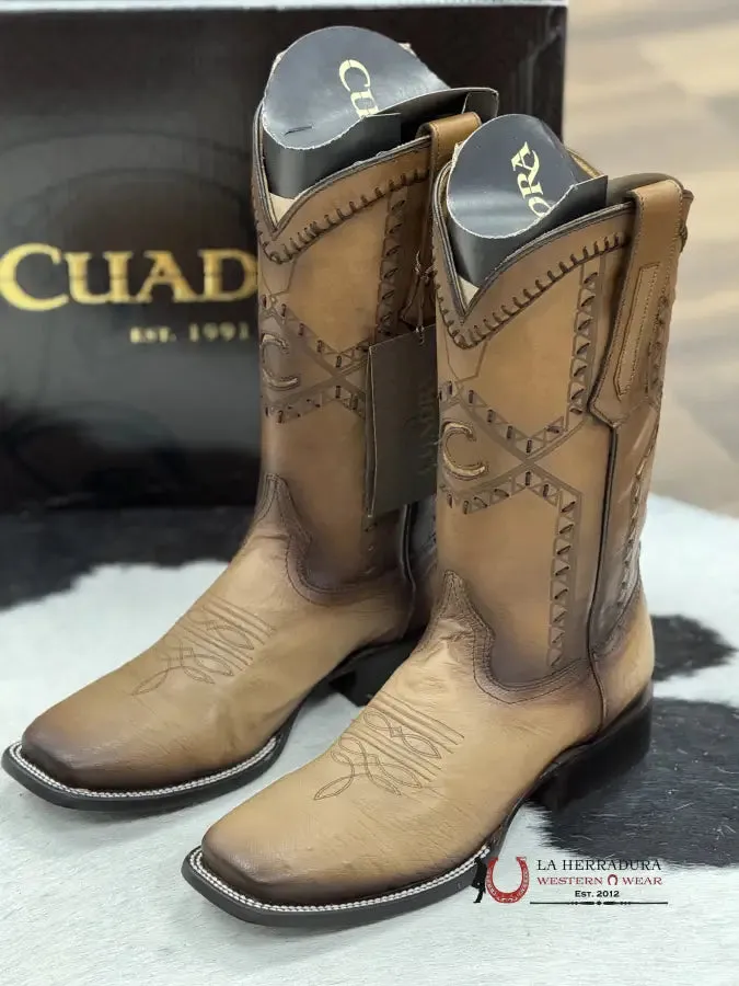 CUADRA BOOTS PANZA DE AVESTRUZ FLAME ORIX LASER & WOVEN SQUARE TOE