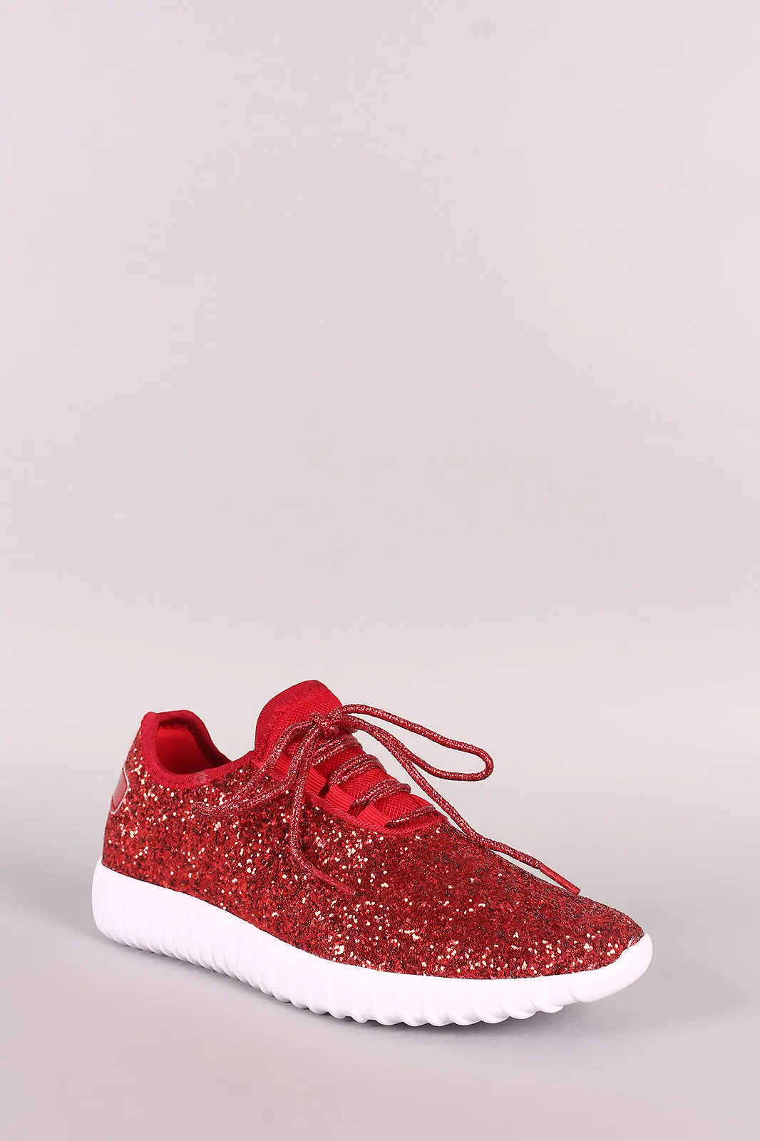 Encrusted Sparkling Glitter Lace Up Rigged Sneaker