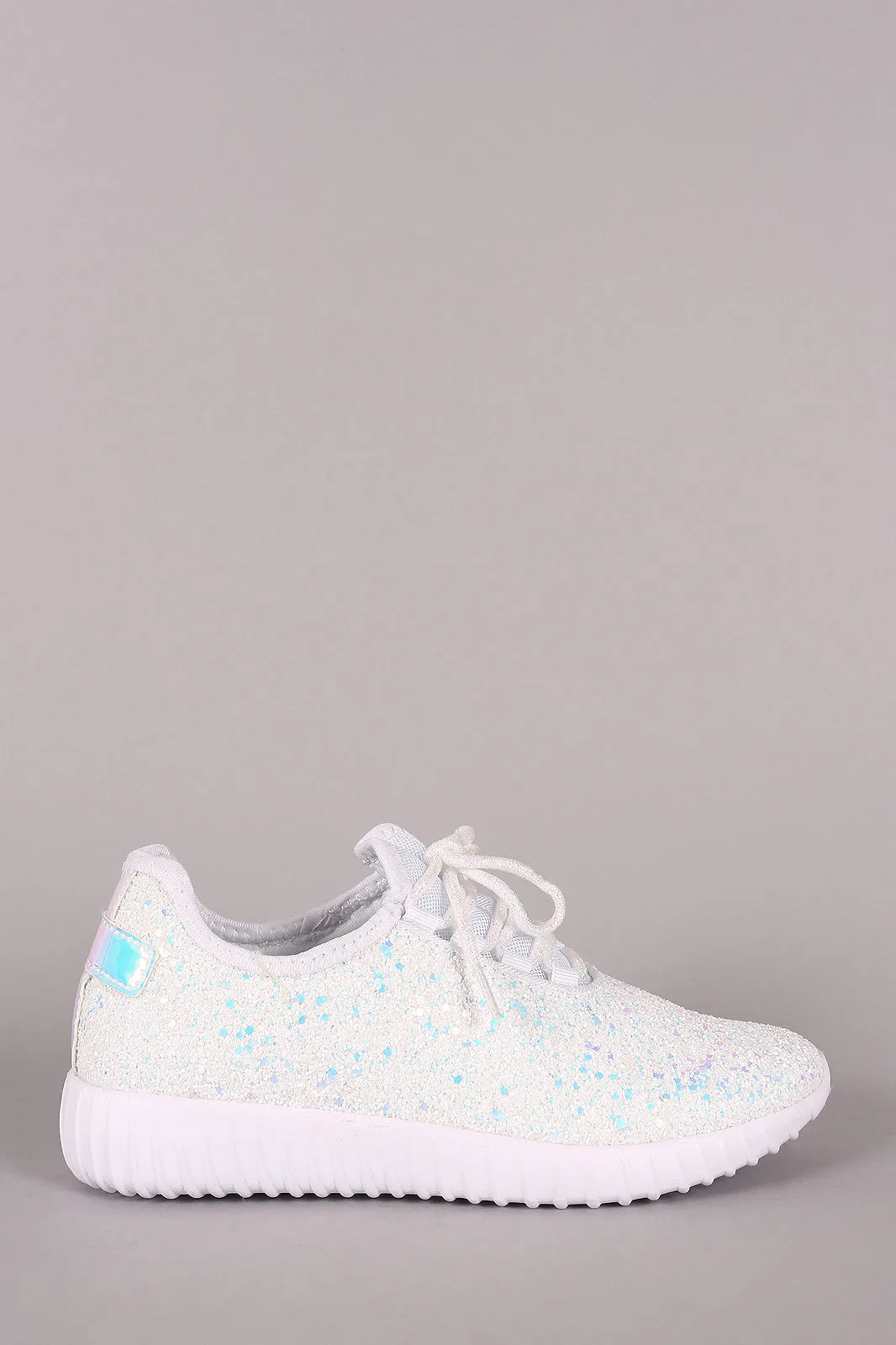 Encrusted Sparkling Glitter Lace Up Rigged Sneaker