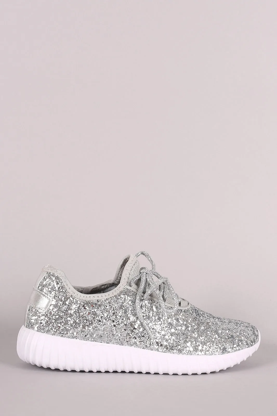 Encrusted Sparkling Glitter Lace Up Rigged Sneaker