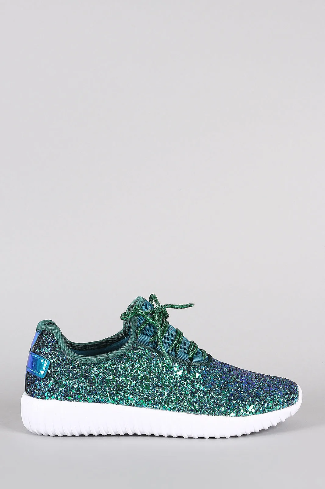 Encrusted Sparkling Glitter Lace Up Rigged Sneaker