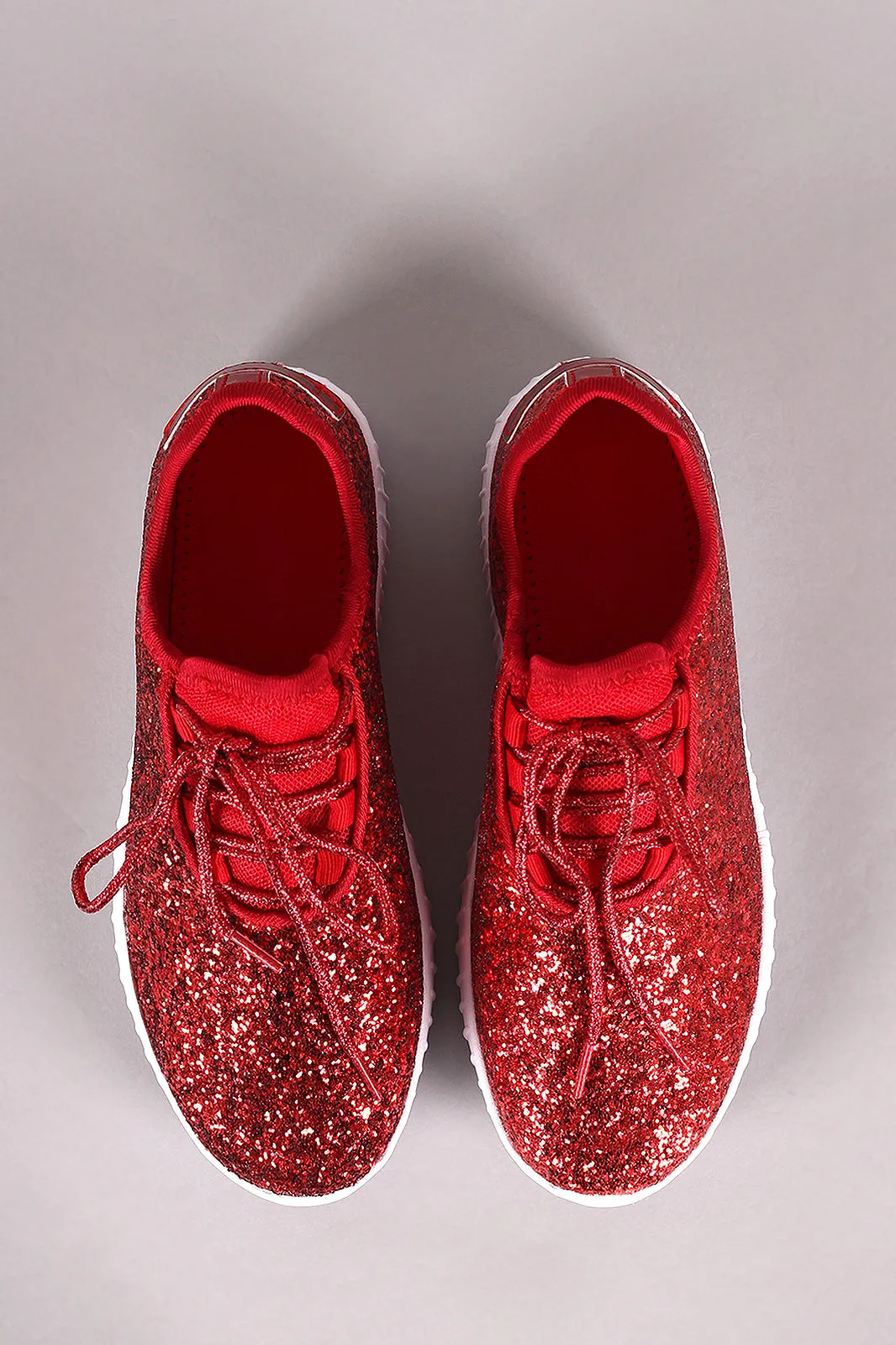 Encrusted Sparkling Glitter Lace Up Rigged Sneaker