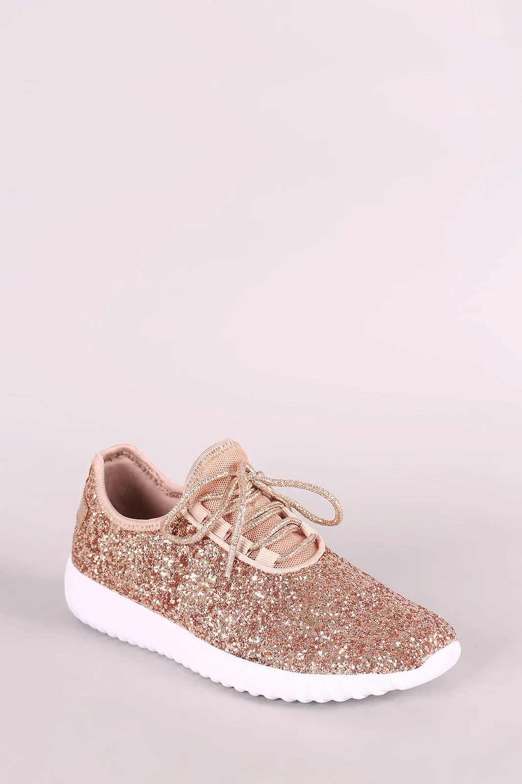 Encrusted Sparkling Glitter Lace Up Rigged Sneaker
