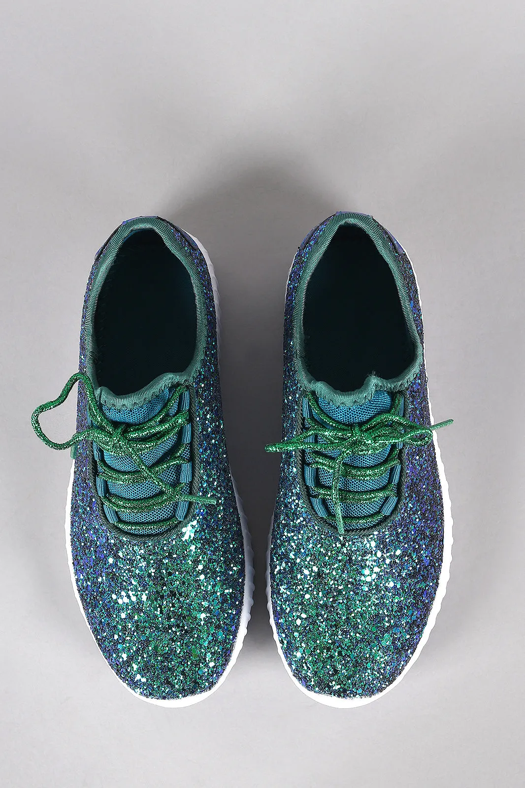 Encrusted Sparkling Glitter Lace Up Rigged Sneaker