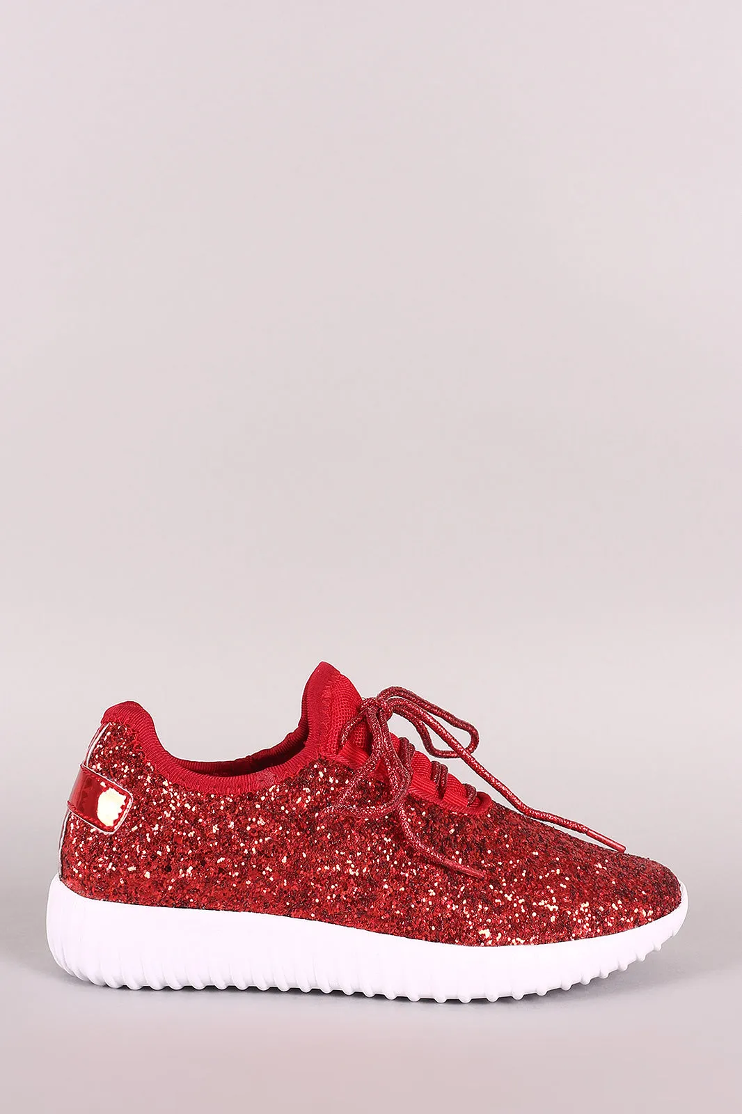 Encrusted Sparkling Glitter Lace Up Rigged Sneaker