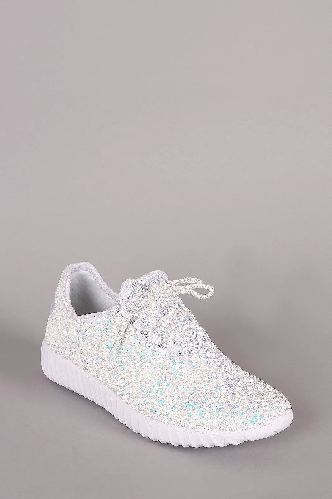 Encrusted Sparkling Glitter Lace Up Rigged Sneaker