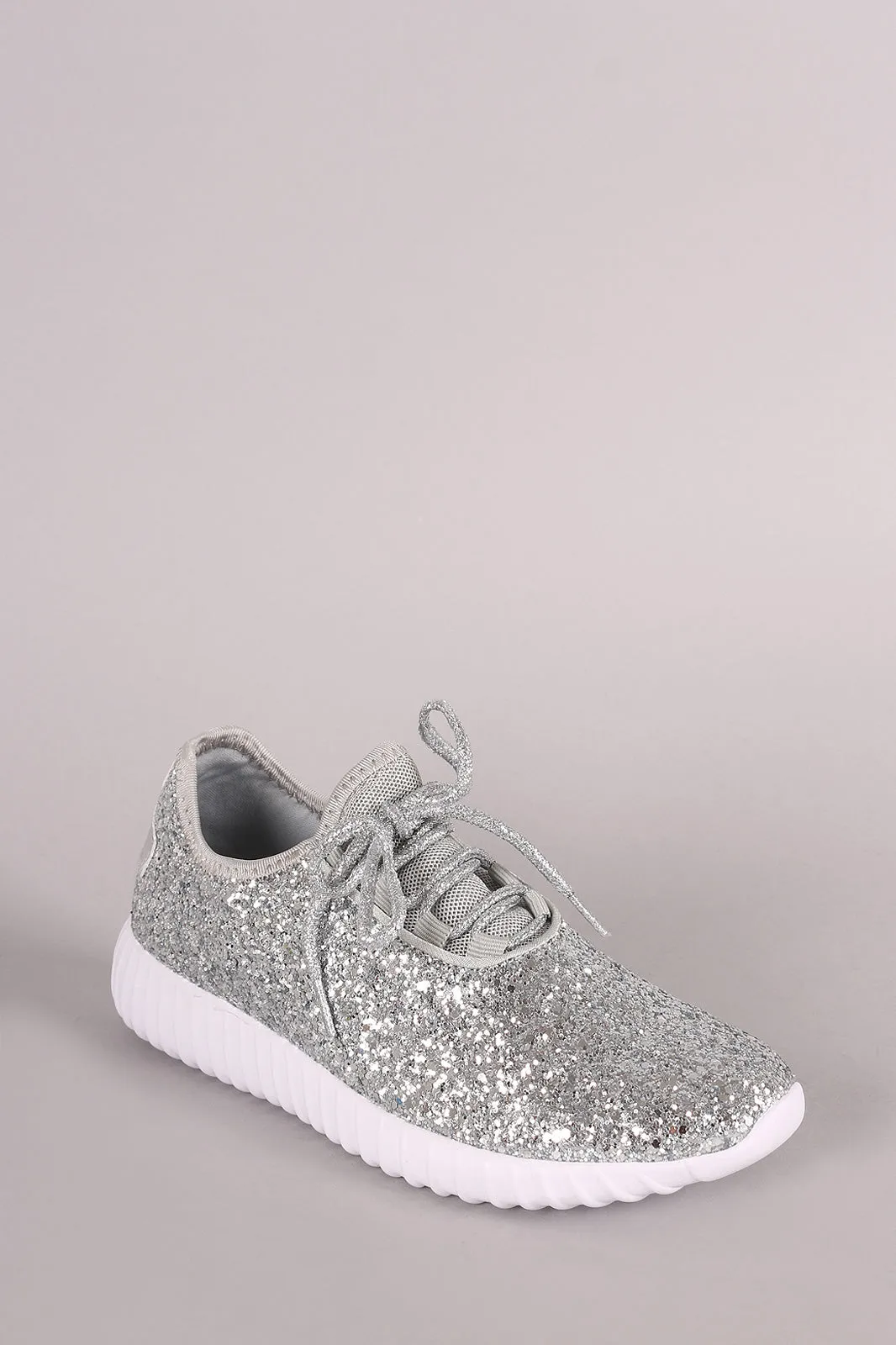 Encrusted Sparkling Glitter Lace Up Rigged Sneaker