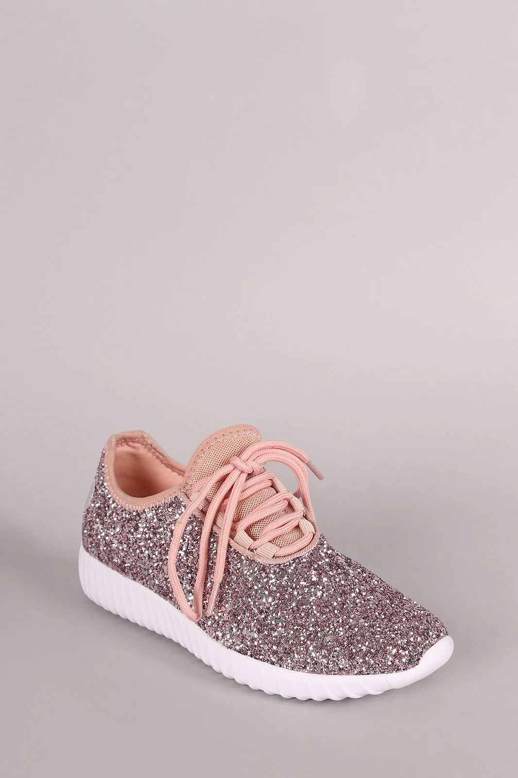 Encrusted Sparkling Glitter Lace Up Rigged Sneaker