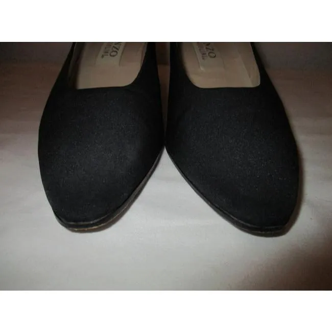 Enzo Angiolini Black Brush Fabric Almond Pumps Size Us