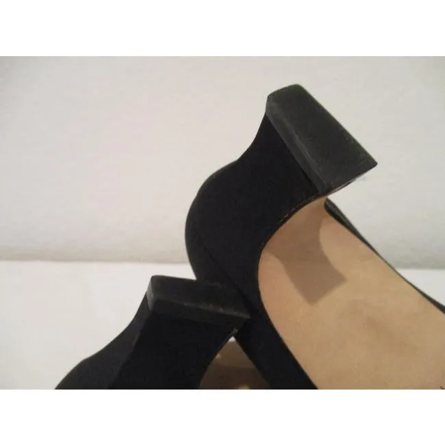 Enzo Angiolini Black Brush Fabric Almond Pumps Size Us