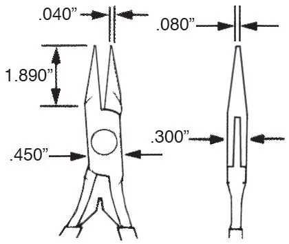 Excelta 2905 ESD-Safe Large Needle Nose Stainless Steel Pliers with Cushion Grips, 5.75" OAL