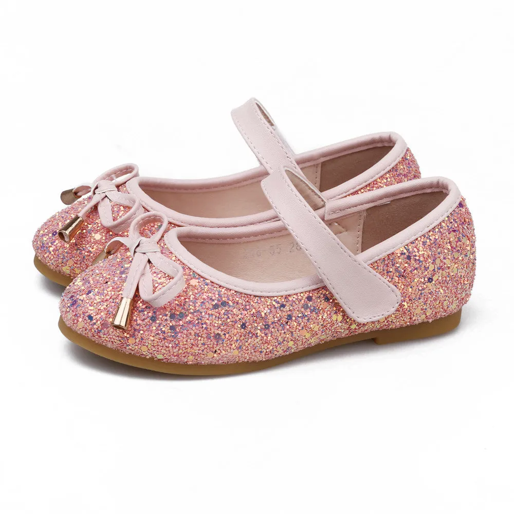 Glitter Ballerina Flat Shoes Slip on Mary Jane for Girls