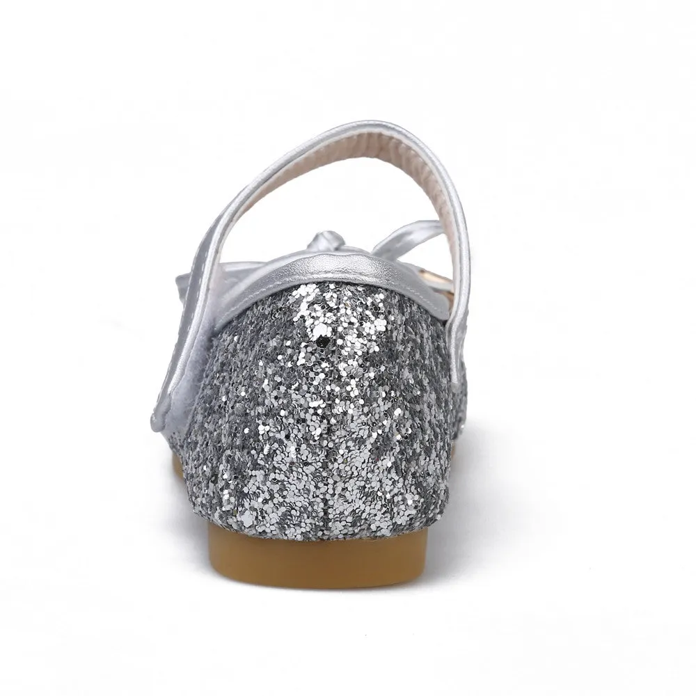 Glitter Ballerina Flat Shoes Slip on Mary Jane for Girls