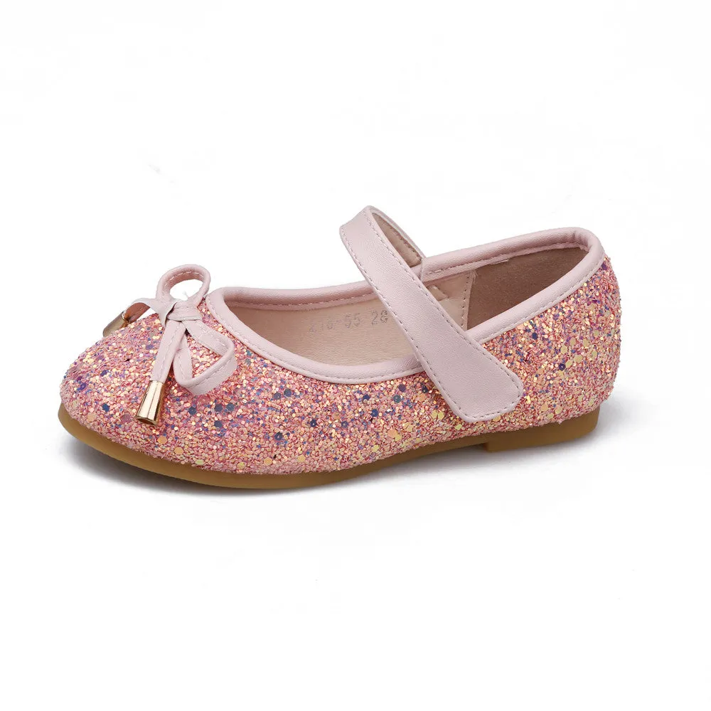 Glitter Ballerina Flat Shoes Slip on Mary Jane for Girls