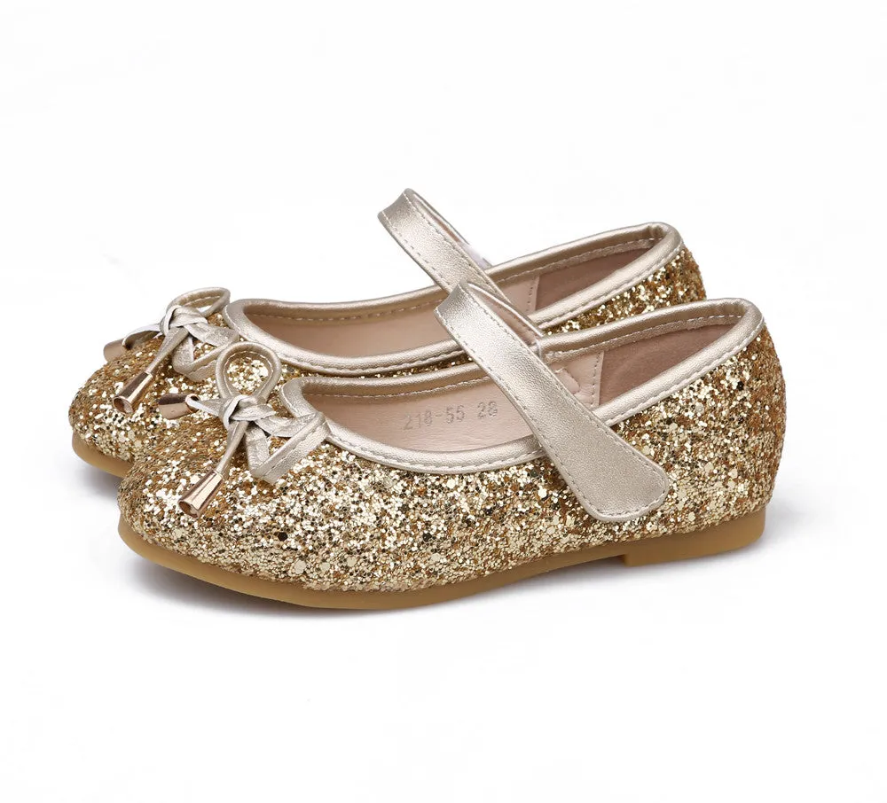 Glitter Ballerina Flat Shoes Slip on Mary Jane for Girls