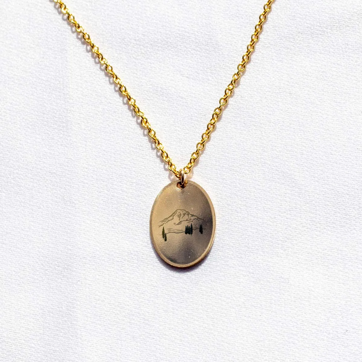 Gold Fill Voyager Charm Necklace - Mountain Peaks