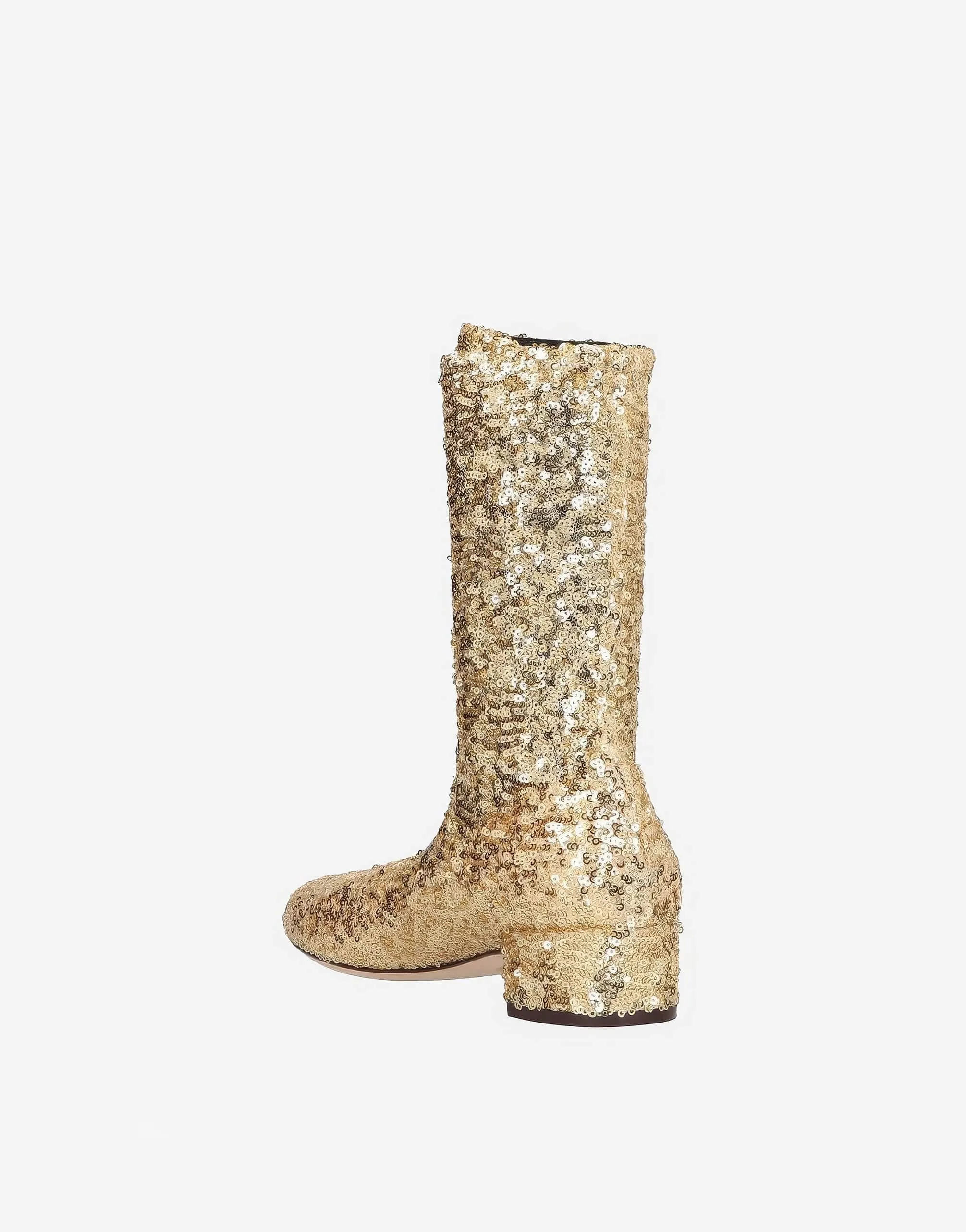 Gold Sequined Stretch Boots
