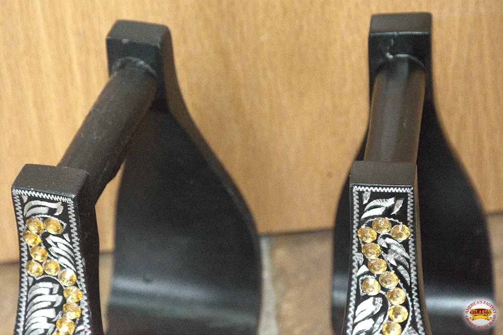 HILASON Horse Western Saddle Engraved Metal Roper Stirrups | Roper Stirrups | Horse Riding Stirrups | Metal Saddle Stirrups | Trail Riding Stirrups