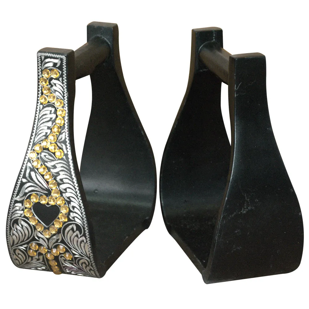 HILASON Horse Western Saddle Engraved Metal Roper Stirrups | Roper Stirrups | Horse Riding Stirrups | Metal Saddle Stirrups | Trail Riding Stirrups