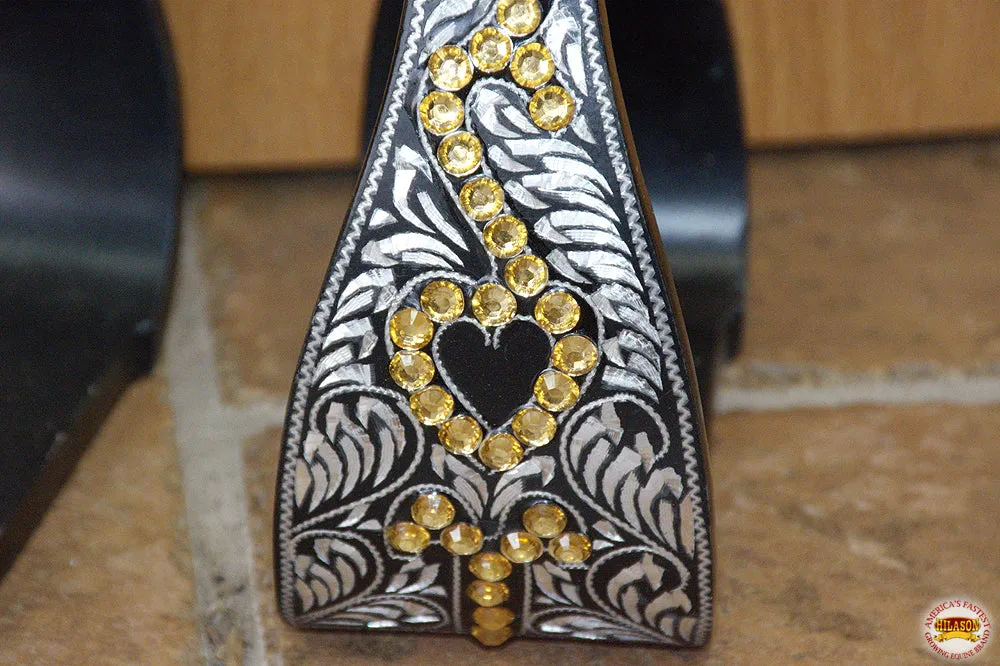 HILASON Horse Western Saddle Engraved Metal Roper Stirrups | Roper Stirrups | Horse Riding Stirrups | Metal Saddle Stirrups | Trail Riding Stirrups