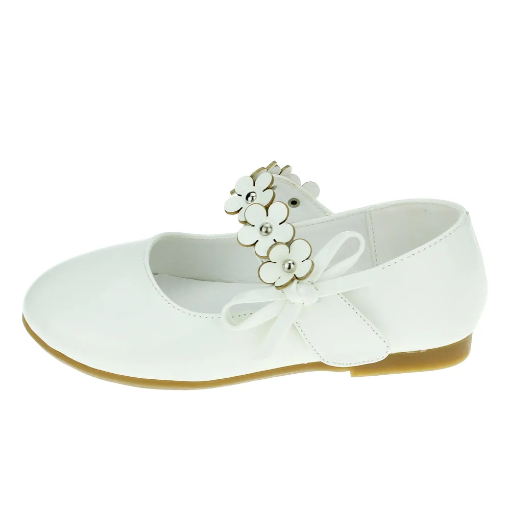 Kids PU Flower Slip on Flats Fashion Oxford