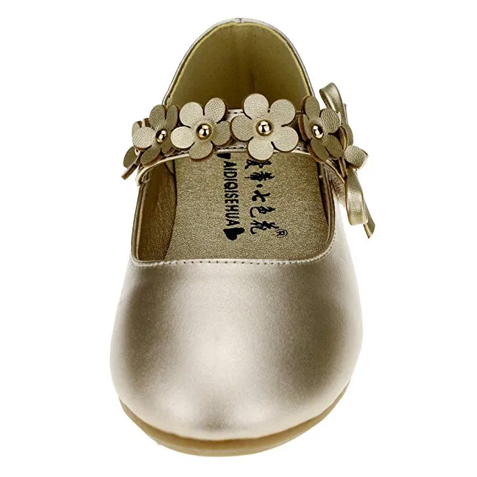 Kids PU Flower Slip on Flats Fashion Oxford