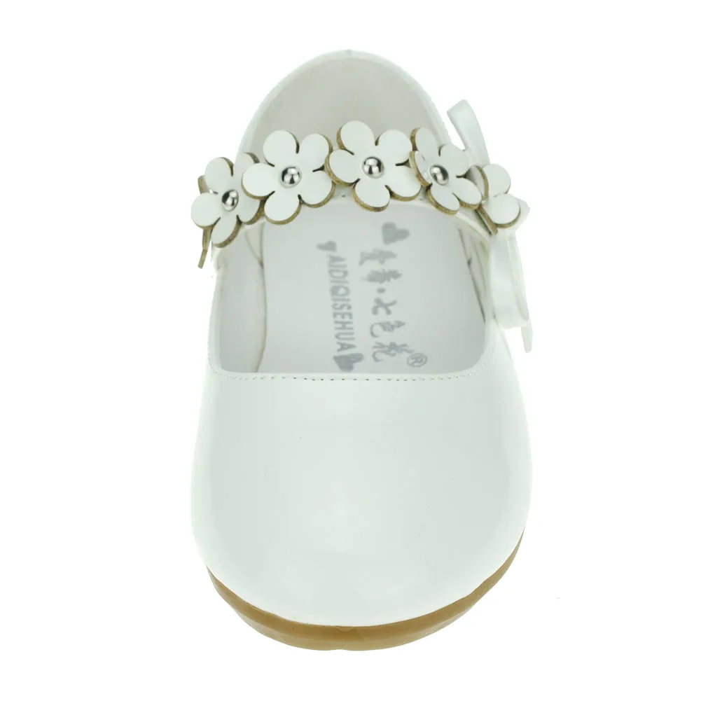 Kids PU Flower Slip on Flats Fashion Oxford