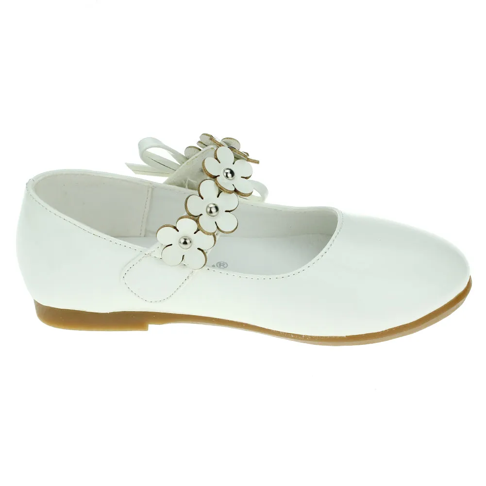 Kids PU Flower Slip on Flats Fashion Oxford