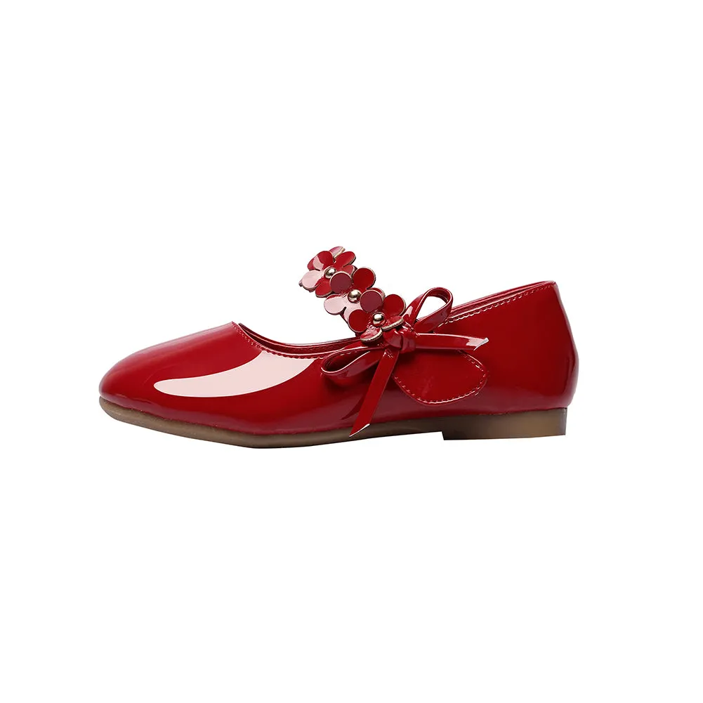 Kids PU Flower Slip on Flats Fashion Oxford