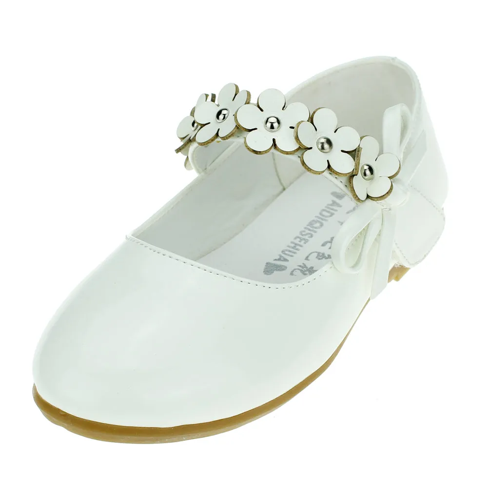 Kids PU Flower Slip on Flats Fashion Oxford