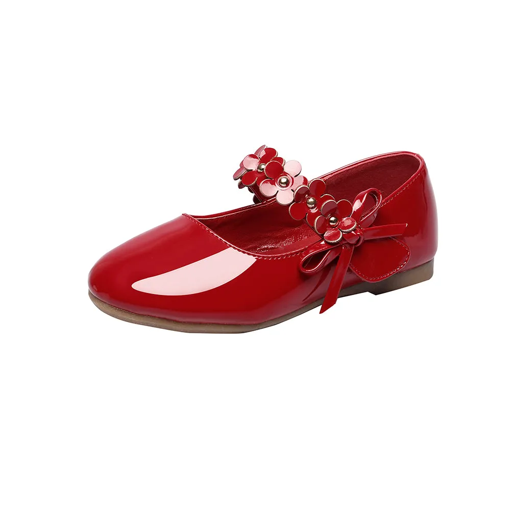 Kids PU Flower Slip on Flats Fashion Oxford