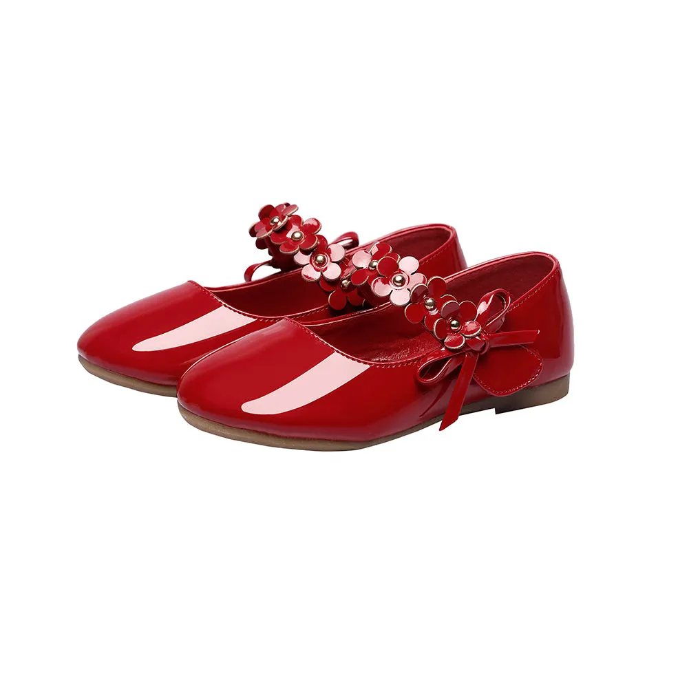 Kids PU Flower Slip on Flats Fashion Oxford