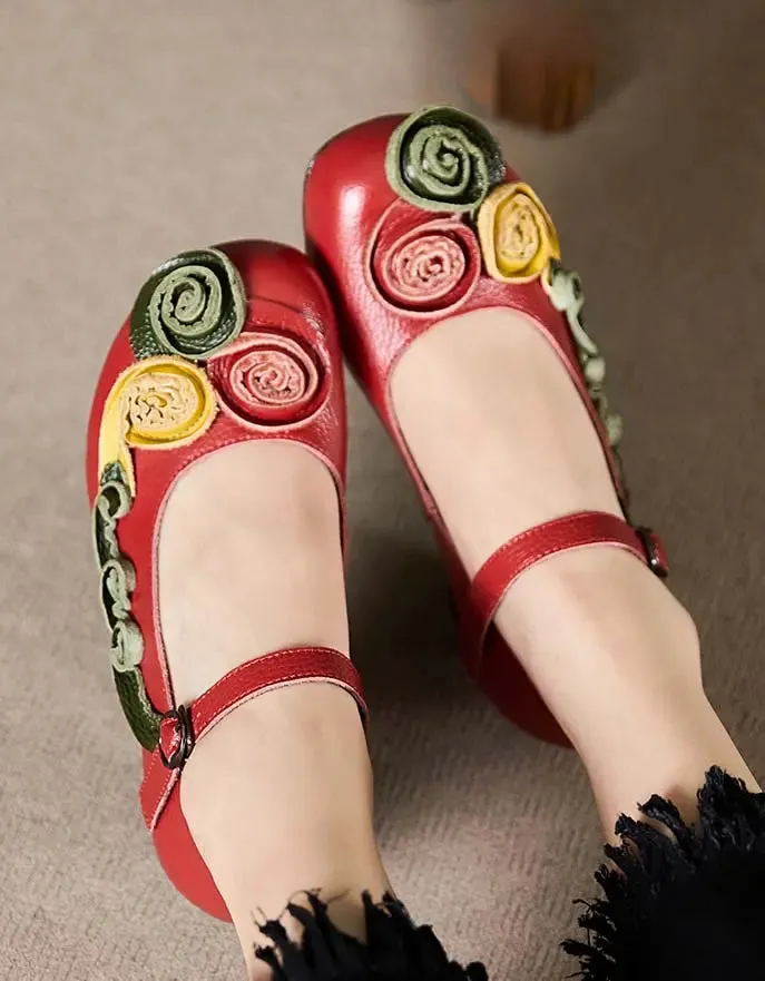 Leather Front Oriental Chunky Heels