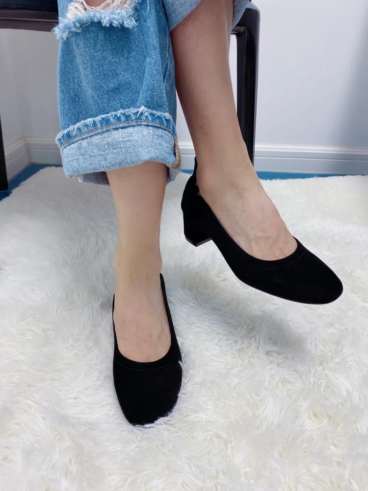 LUXE SEVEN DESIGN WIDE FIT BLOCK HEELED SHOES
