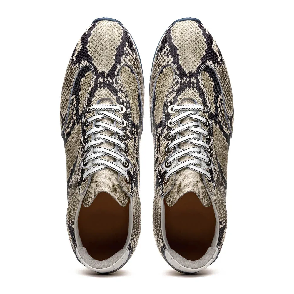 PERI Python-Embossed Italian Calfskin Sneakers – Black / White