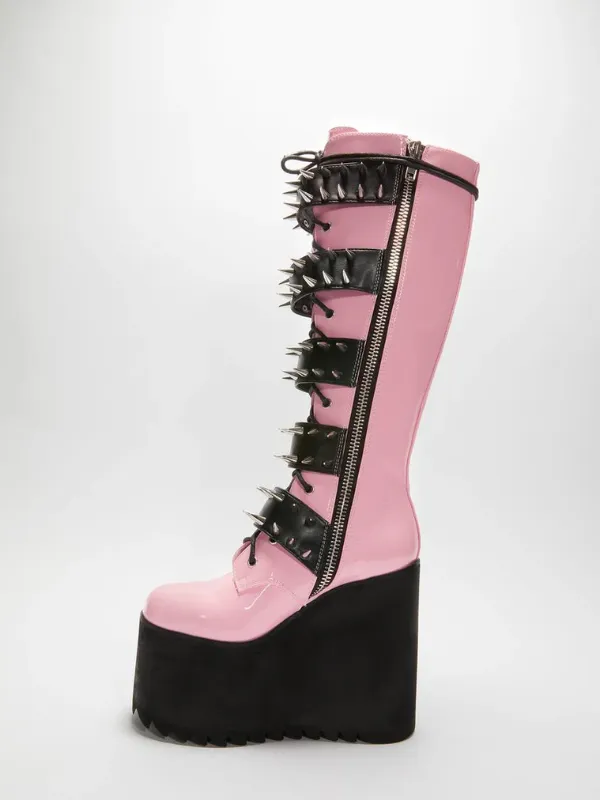 Pink Punk Platform Boots