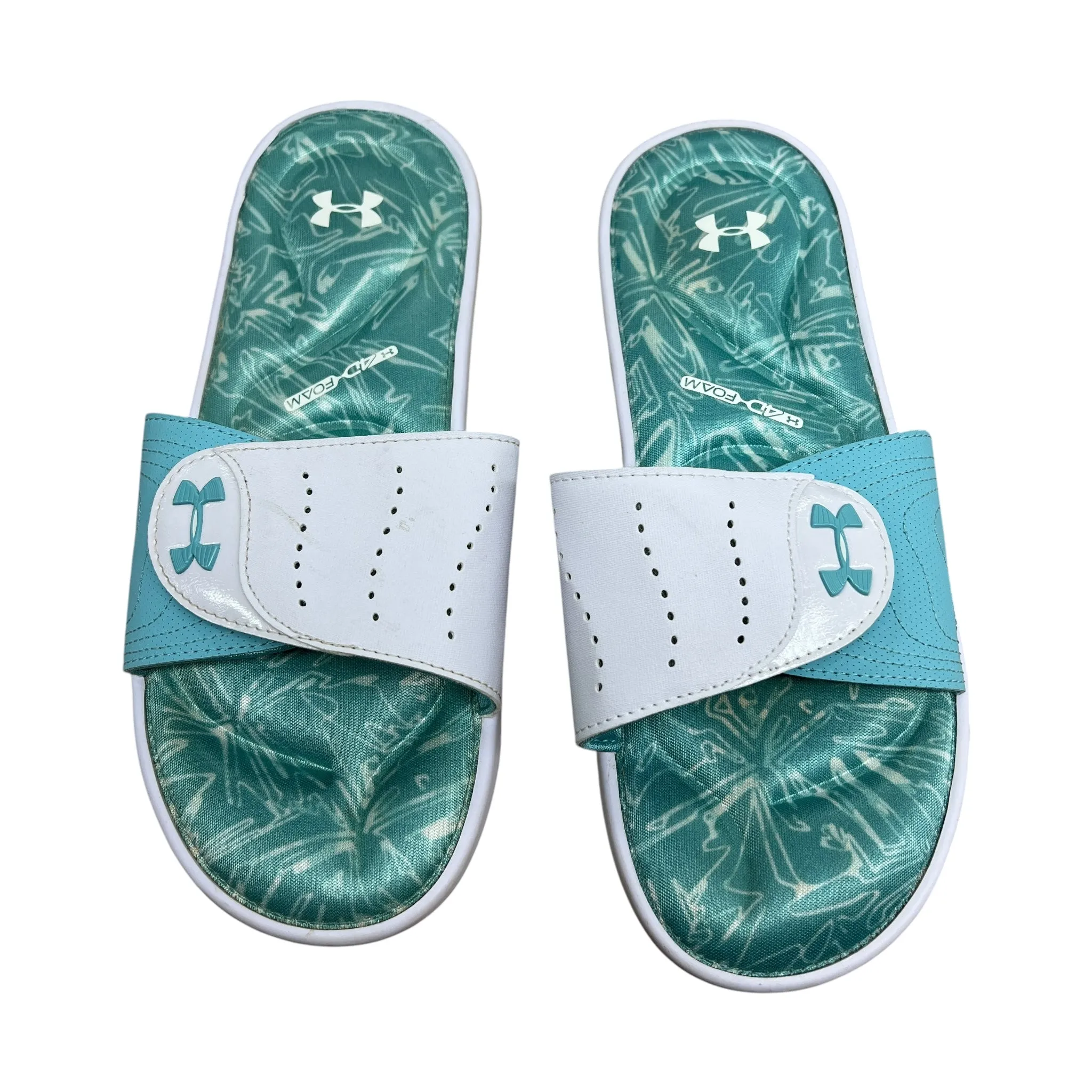 Sandals Flats By Under Armour In Aqua, Size:10