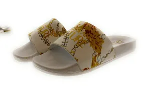 Versace Jeans Couture White/Gold Signature Pool Slide- Store Return -6US Women
